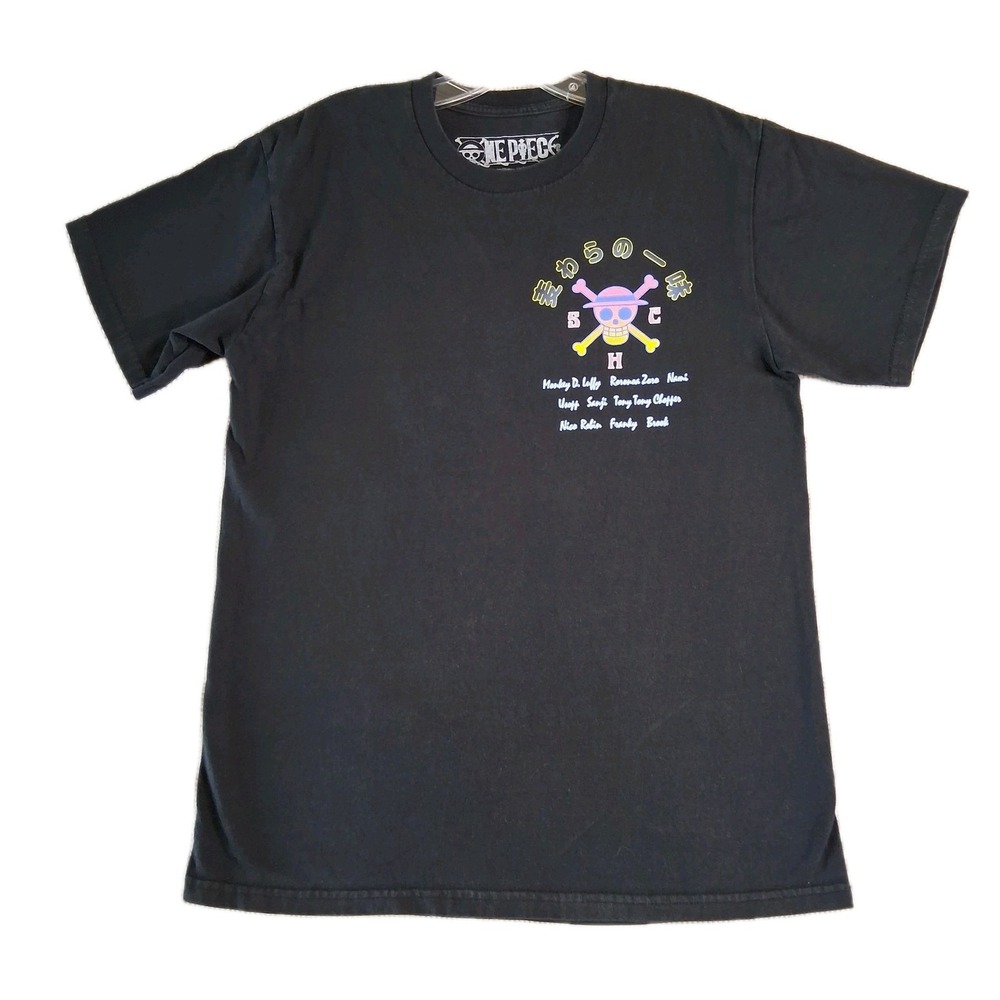 ONE PIECE Straw Hat Crew Anime Manga Black Short Sleeve T-Shirt - Men's Size MED - Picture 4 of 14